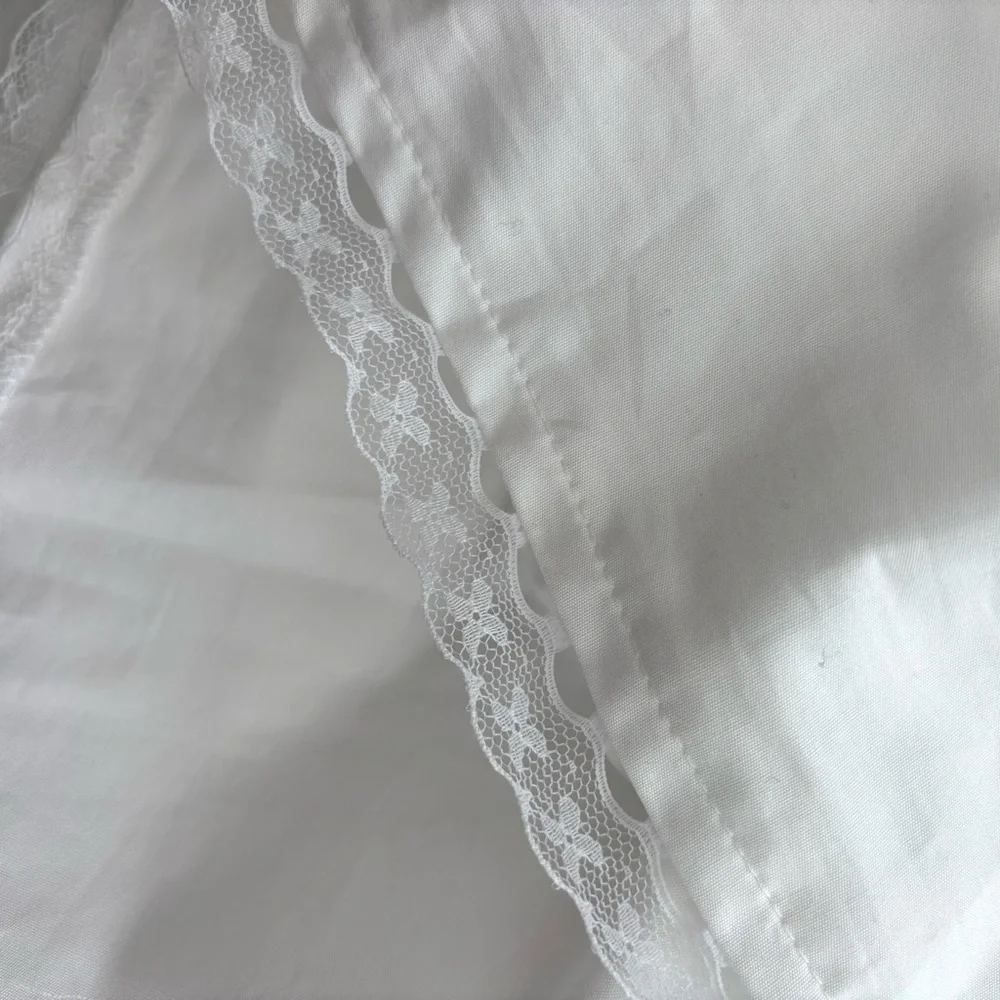 J.Crew Pleated Mini Skirt NWT White Cotton Pleated Elastic Waist Lace Trim L